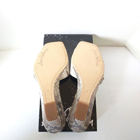 New! SAM EDELMAN Tesma Snakeprint Leather Wedge Slide Sandals Square Open-toe - Picture 11 of 11